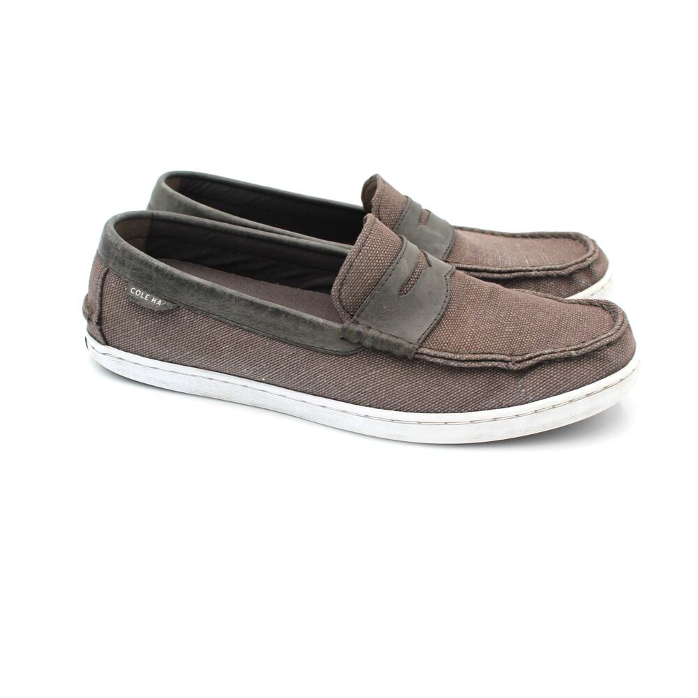 Cole Haan Pinch Weekend Penny Loafers Mens 9.5 Gray Canvas Shoe Summer Travel